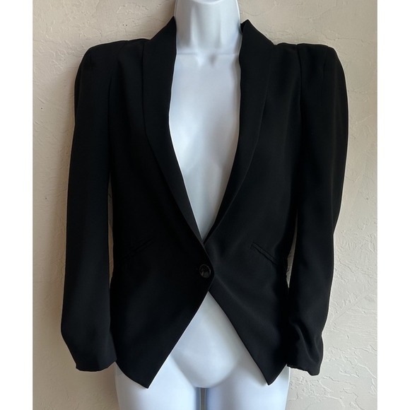 Body by Victoria Jackets & Blazers - Y2K Body By Victoria Black Blazer Jacket 4 Strong Shoulder Single Button Edgy